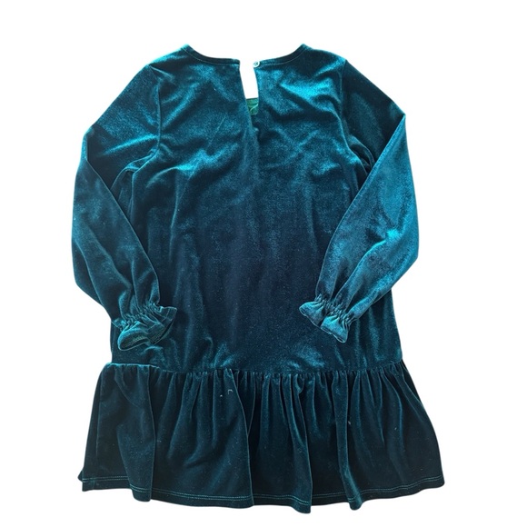 Peek Girls Velvet Holiday Dress Green Drop Waist Long Sleeve Size 4-5 - Picture 2 of 8